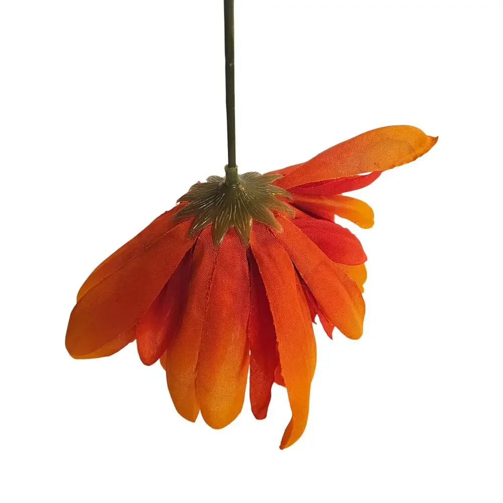 Artificial Silk Fall Mum Flowers 16 Orange Red Stems Autumn Floral Wreath Craft